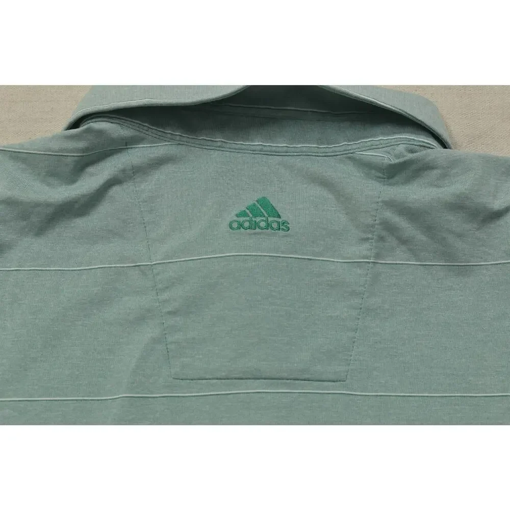 Adidas Golf Climalite Mens 2XL Green Striped Short Sleeve Performance Polo Shirt